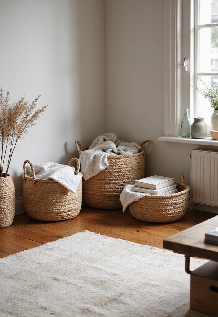10 Minimalist DIY Home Improvements That Will Transform Your Space (You Won't Believe #4!) - 7. Declutter with Stylish Storage Baskets