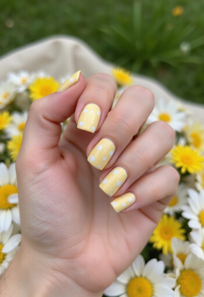 12 Pastel Spring Nail Designs That'll Make You Want to Show Off Your Hands! - 4. Pale Yellow with Polka Dots