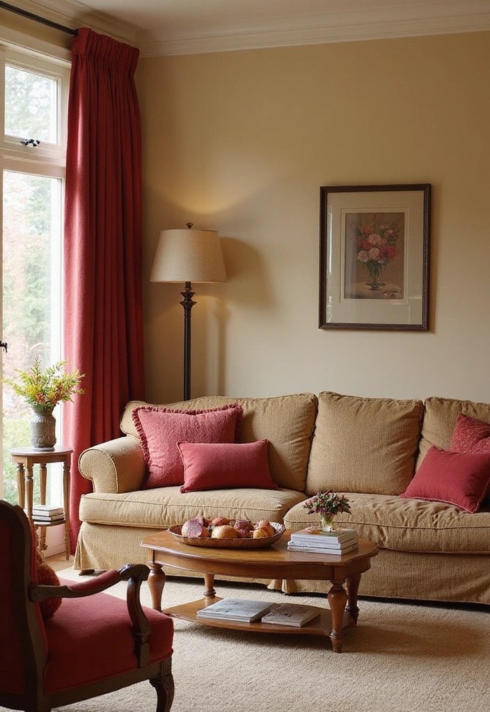 16 Cherry Color Schemes That Will Revitalize Your Home Decor! - 15. Cherry and Creamy Beige Harmony