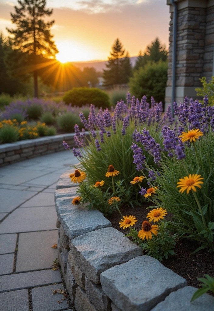 22 Unique DIY Flower Beds That Will Make Your Front Yard Stand Out! - 4. Stone Wall Flower Bed