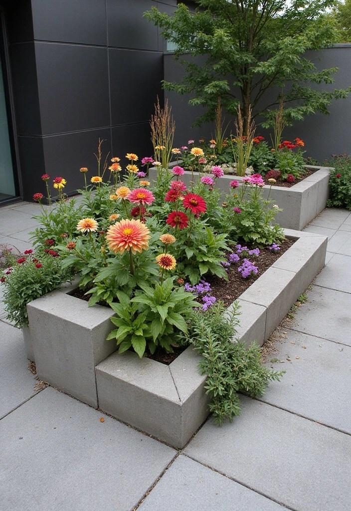 22 Unique DIY Flower Beds That Will Make Your Front Yard Stand Out! - 9. Modern Geometric Flower Bed